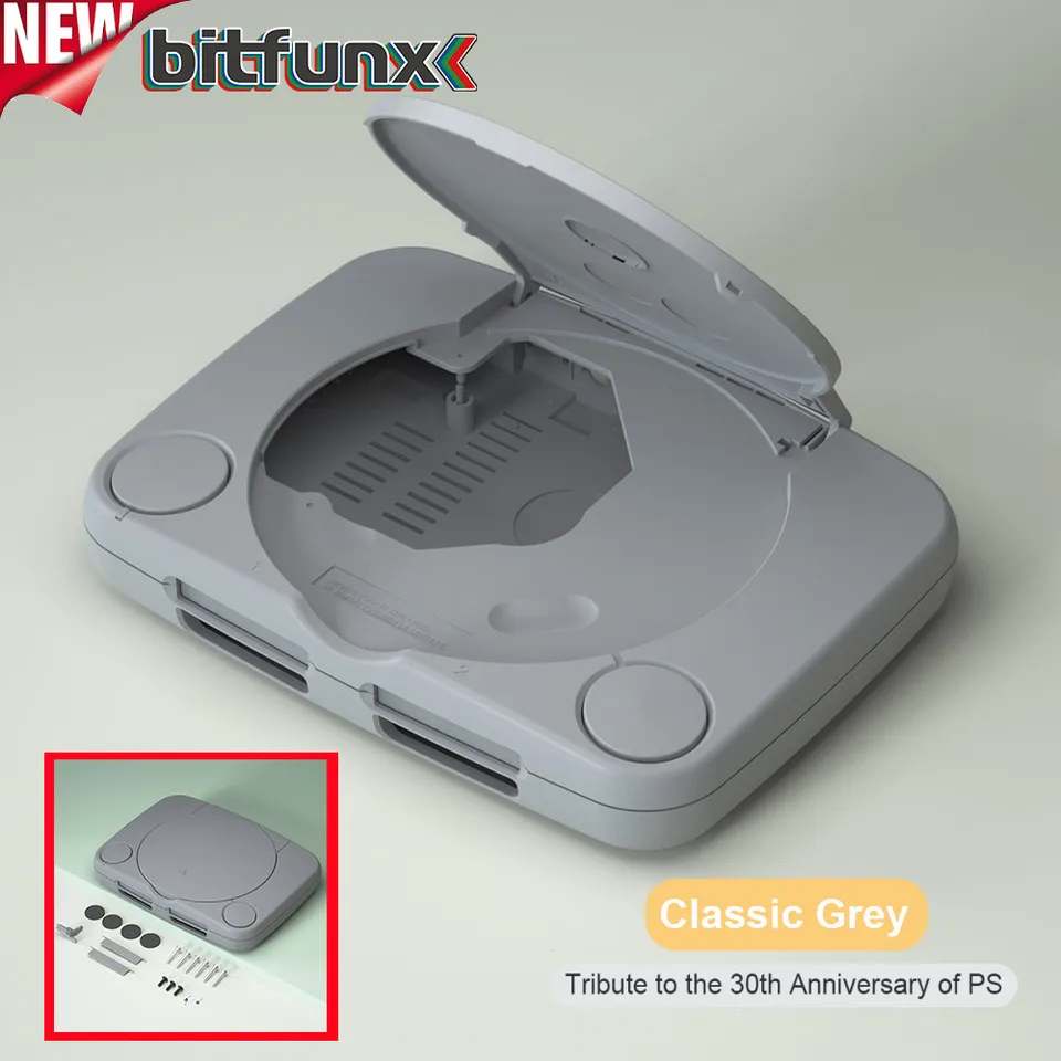 Náhradná škrupina materiálu Bitfunx ABS pre PlayStation1/PS One Console Transparent Case pre puzdro PSX Console PSX Shell PS1