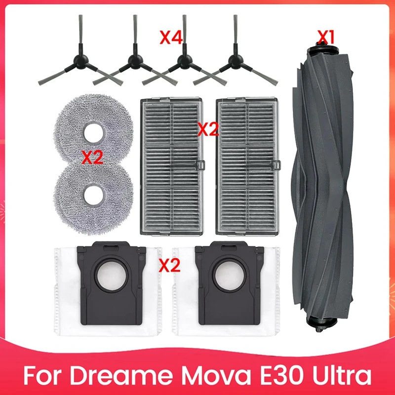 Náhradné diely pre Dreame Mova E30 ultra robot vysávač Hlavná bočná kefka Hepa filter mop doškľová taška