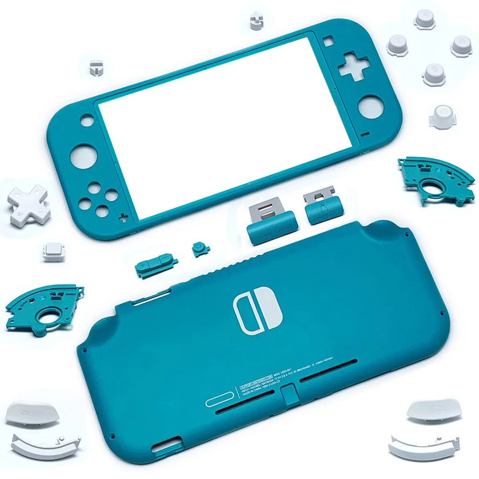 Náhradné tlačidlá puzdra na puzdro pre plastové škrupiny pre Nintendo Switch Lite Console Console Cover zadnej dosky - tyrkysová
