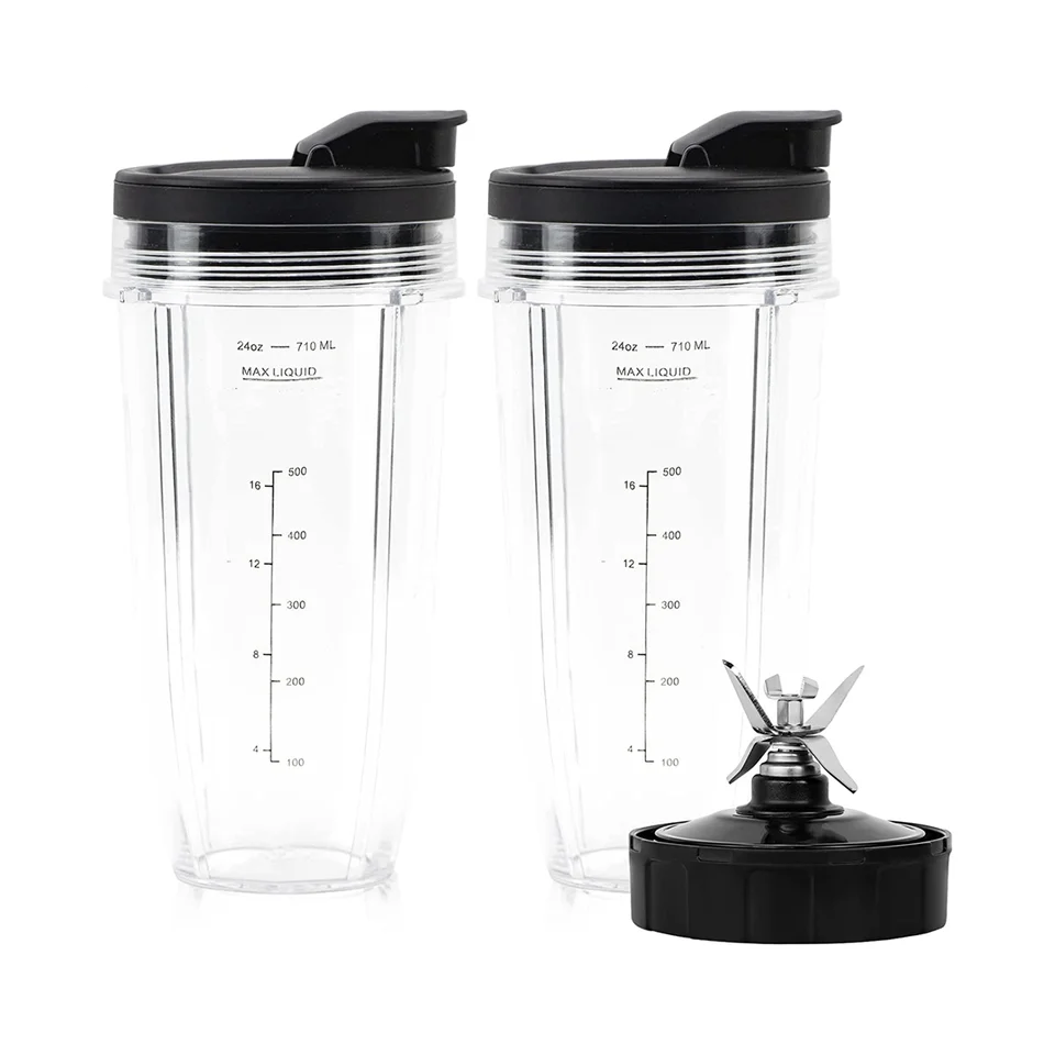 Náhradné šálky mixéra pre ninja bn801-24 Oz Cups so 7 plutvovými lopatkami Fit BL480 BL482 BL642