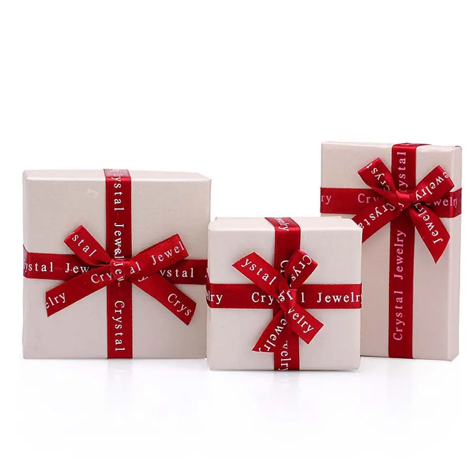 Náhrdelník Displej béžovej farby Bowknot Red Ribbon 1 PC Darčekové skrinky šperky šperky