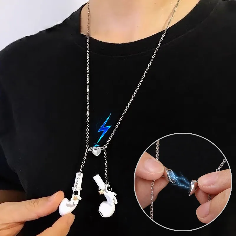 Náhrdelník pre slúchadlá proti lemovaniu pre AirPods Bluetooth Sarfon Daisies astronauut hviezda Srdce Magnetický prívesok Darček