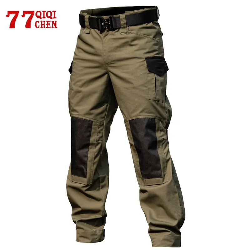 Nákladné nohavice Muži Tactické vojenské viacnásobné vrecká jogging muž bombardéri nohavice čierne koleno Patch vonkajšie turistické nohavice nohavice pantalony