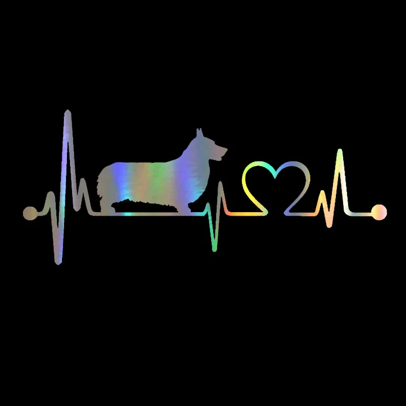 Nálepka na autá 3d 19*8.3 cm Pembroke Welsh Corgi Heartbeat Dog Funny Sticker na obtiskách motocyklov v aute Vinly Car Styling