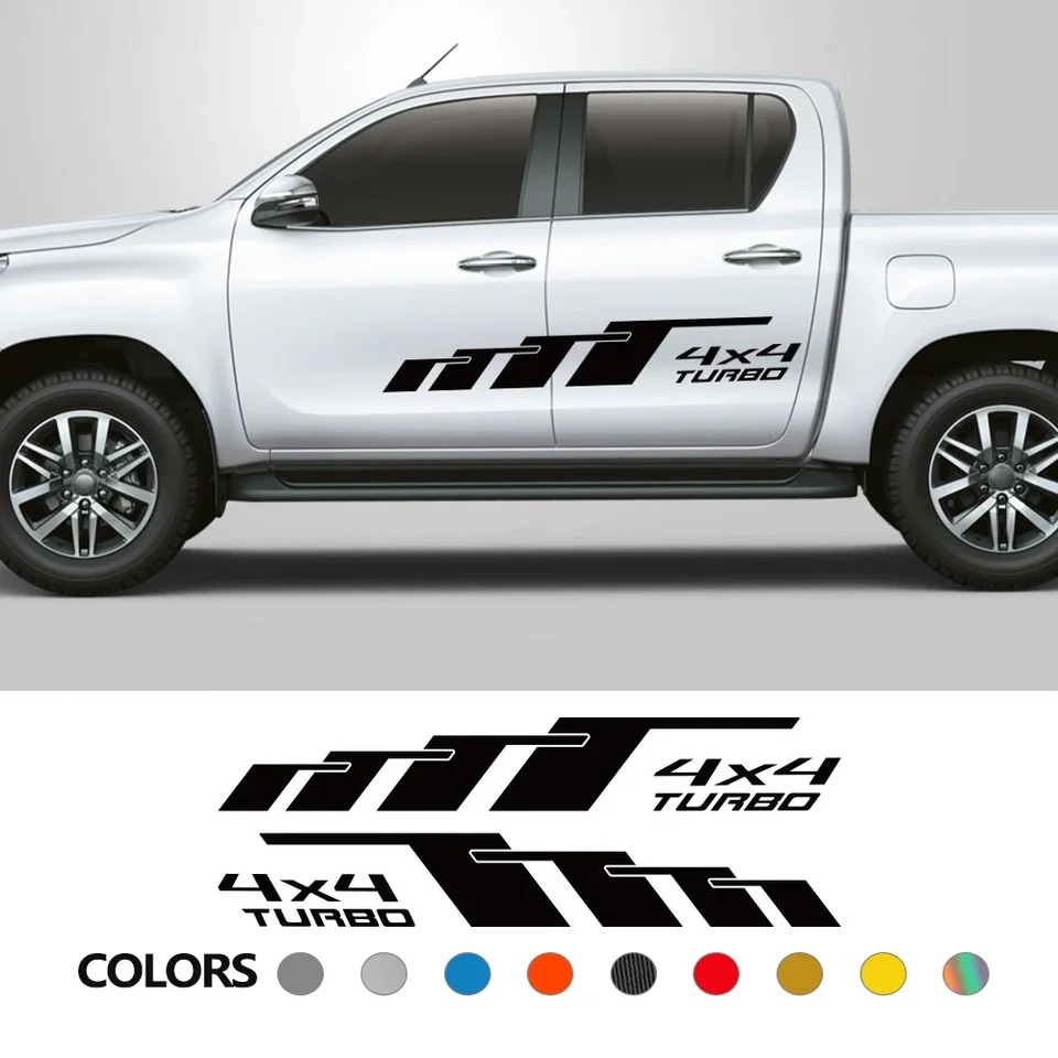 Nálepka na bočnú nálepku na snímacie dvere pre Toyota Hilux Isuzu Dmax Dodge Ram Ford F150 Mitsubishi L200 Truck Graphics 4x4 Turbo Car Decals