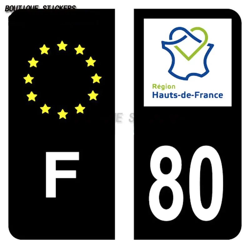 Nálepka na butiku 02 Aine 59 Nord 62 Pas de Calais 80 Somme Noir C Black & F Európska ŠPZ