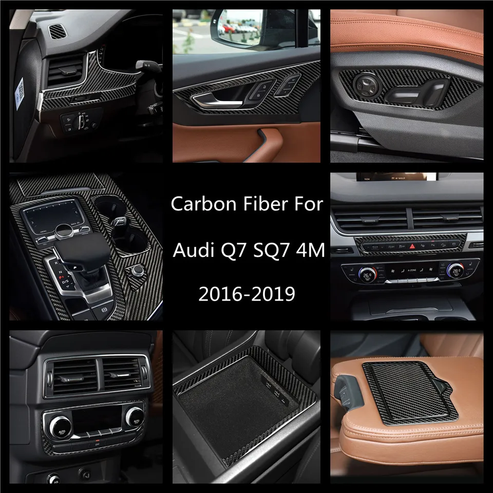 Nálepka na uhlíkové vlákna pre Audi Q7 Sq7 4M LHD/RHD Gears Shift Panel Center Decanrative Trim Stickers Cars Automobily