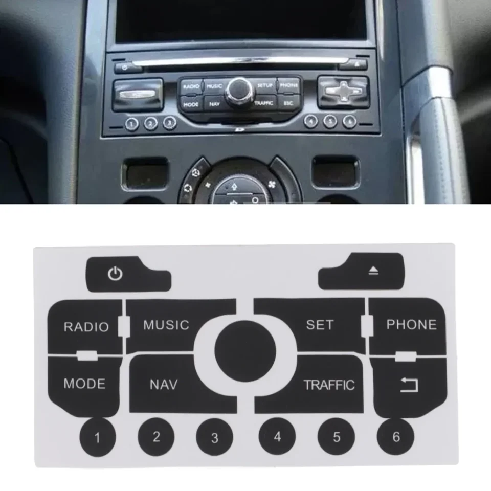 Nálepka nálepky na opravu vozidla pre 308 pre 3008 pre C3 pre C5 NAV Radio Radio Push Tlačidlo Tlačidlo Vinylové nálepky na opravu