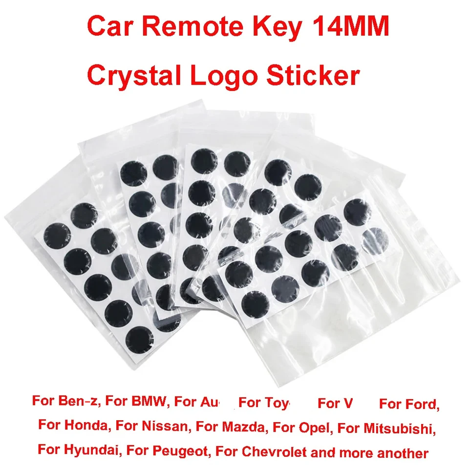 Nálepka s logom Crystal Logo Crystal Crystal 14 mm e-Poxy pre diaľkové ovládanie Key-Diy Kd XHO-RSE VV-DI pre BM-W NI-SSAN F-LOD HOY-OTA BEN-Z