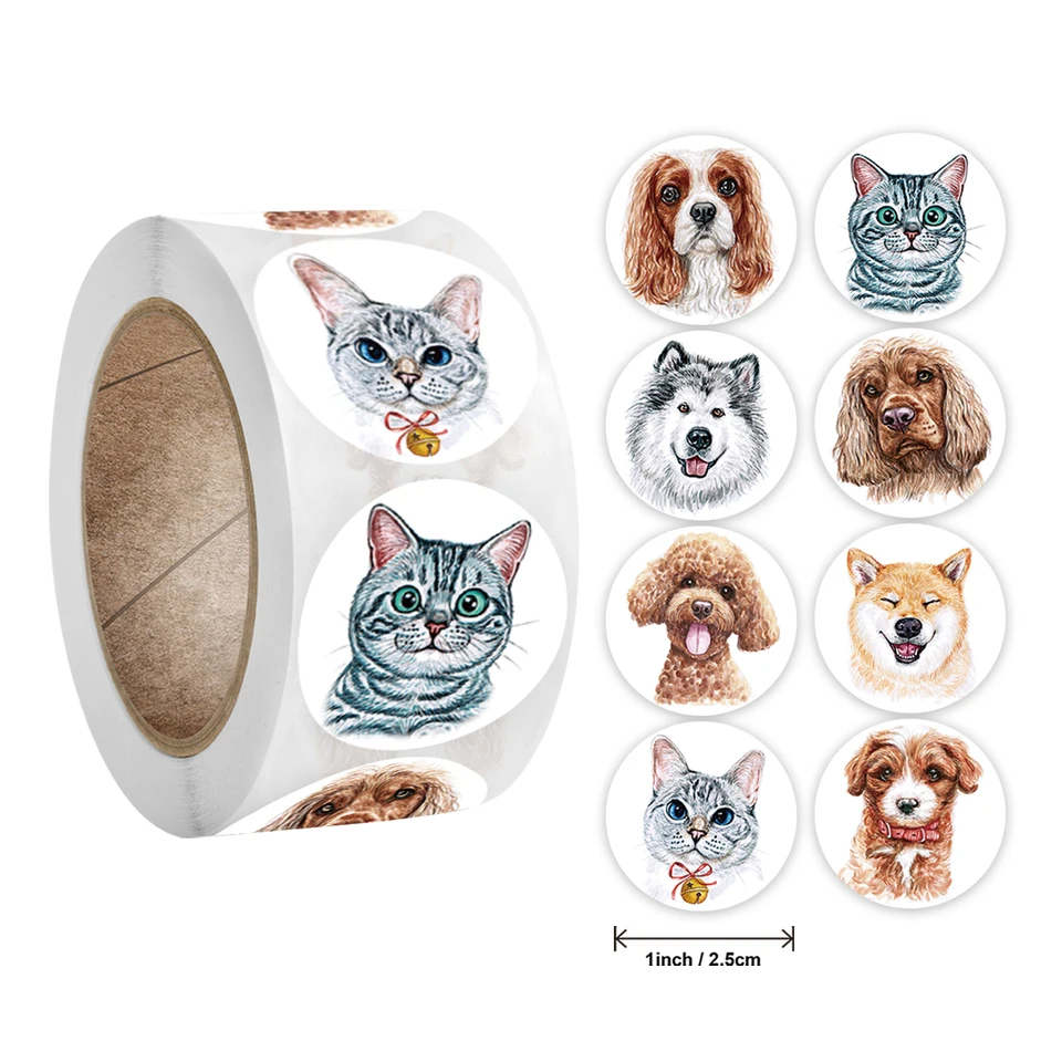 Nálepky 500 ks/roll učiteľa odmena nálepka Zábavná motivácia Cat Dog Sticker pre škola učiteľov študent papiere slepka