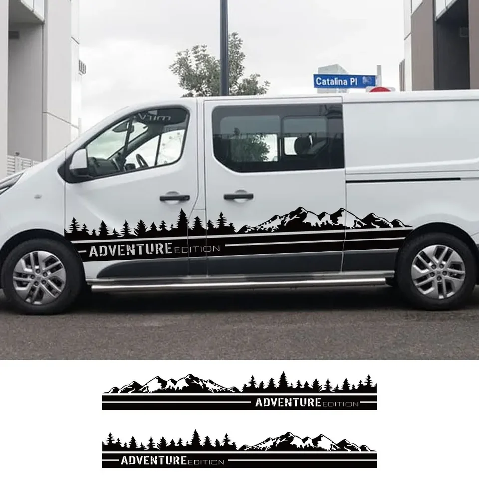 Nálepky na dvere automobilov 2ks pre Renault Trafic 3 2 Mk1 Mk2 Mk3 ladenie príslušenstva Camper Van Side Stripes Grafika Vinyl Film Decals
