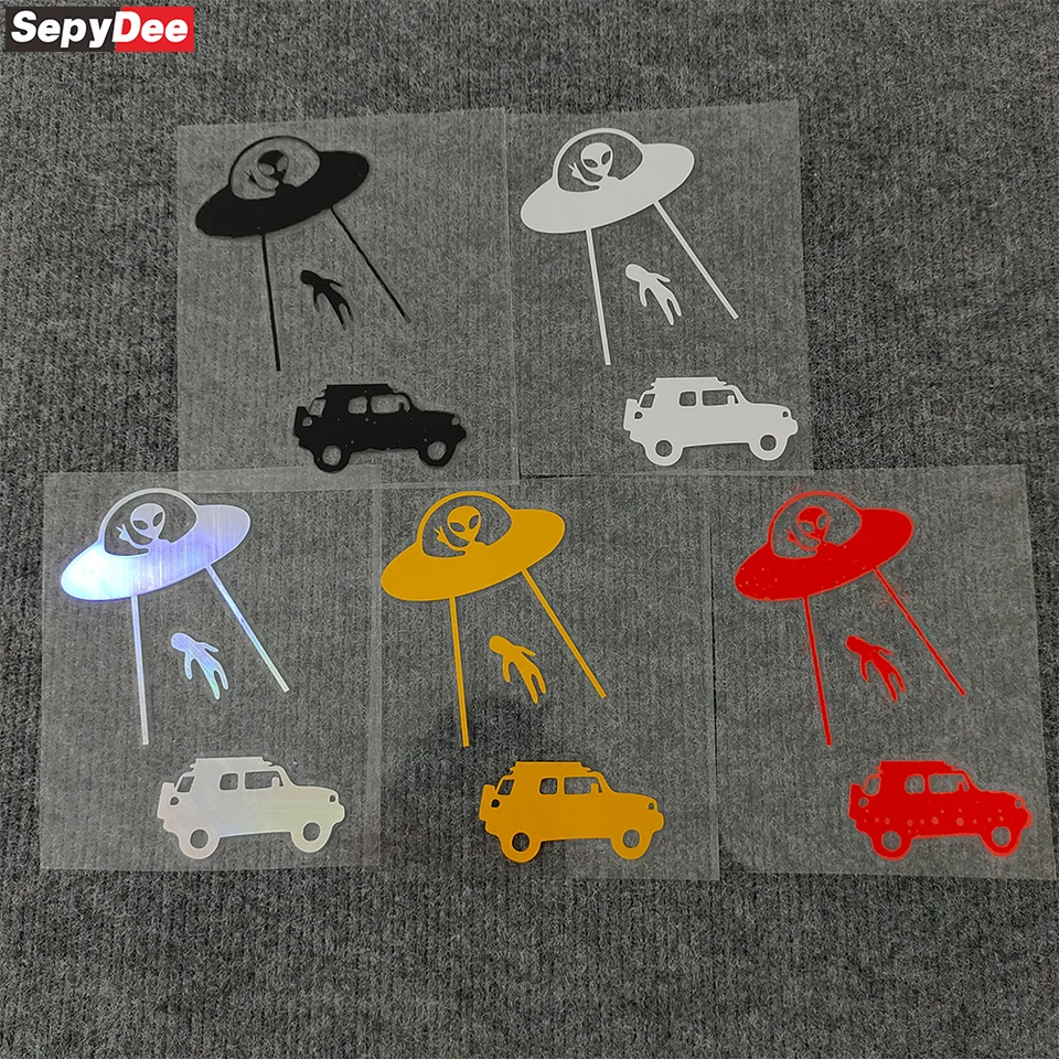 Nálepky na nárazník kmeňu automobilu Alien UFO Karikačné nálepky Reflexná vinylová osobnosť Kreativita Grafika Nálepky pre Toyota FJ Cruiser
