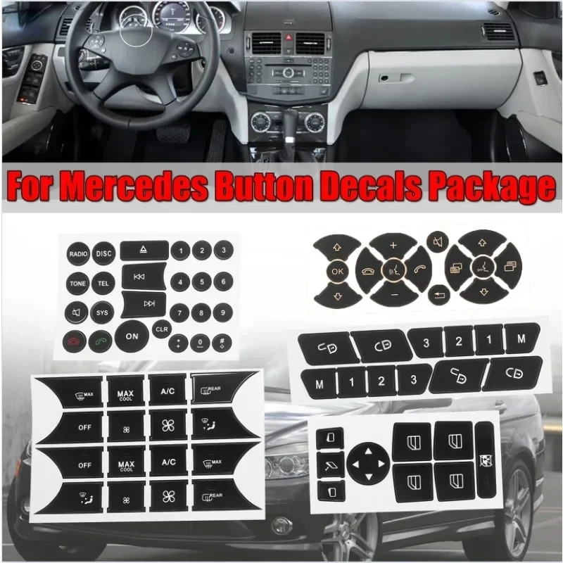 Nálepky na opravu gombíkov na tlačidlo Matt čierne nálepky pre Mercedes pre Benz Glk350 C Class CLS C218 SLK W172 W204 W207 W212 W218