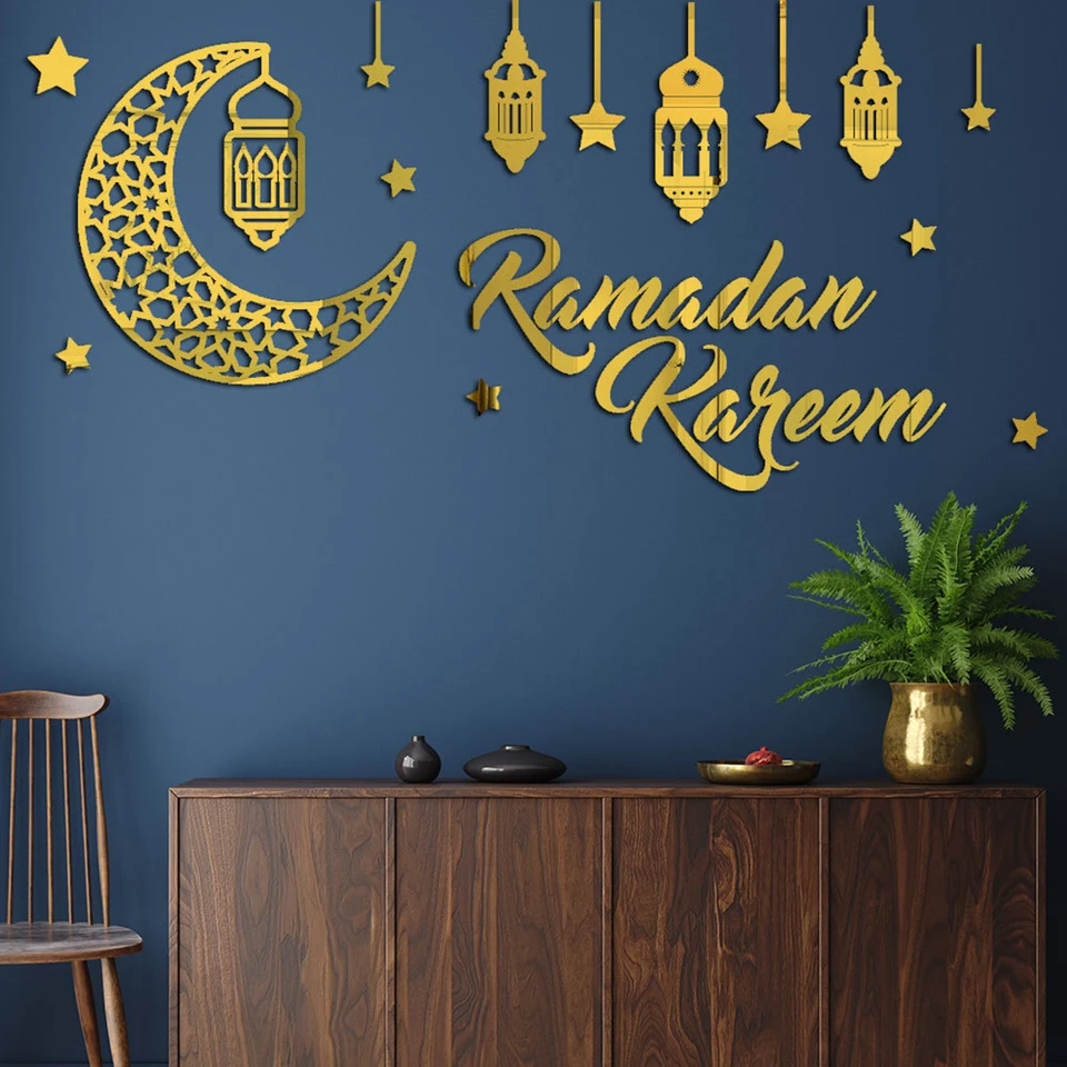 Nálepky na stenu Eid Mubarak Kareem Ramadan Decoration 2025 pre domáci islamský moslimský pár dekor Mubarak Ramadan Darček na nálepku okien