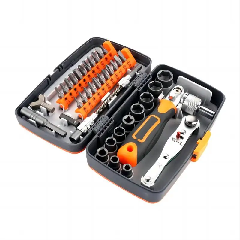 Náradie pre domácu ruku 38ks rukávový skrutkovač sada Ratchet Krep Socket Socket Combinácia vŕtania Kit