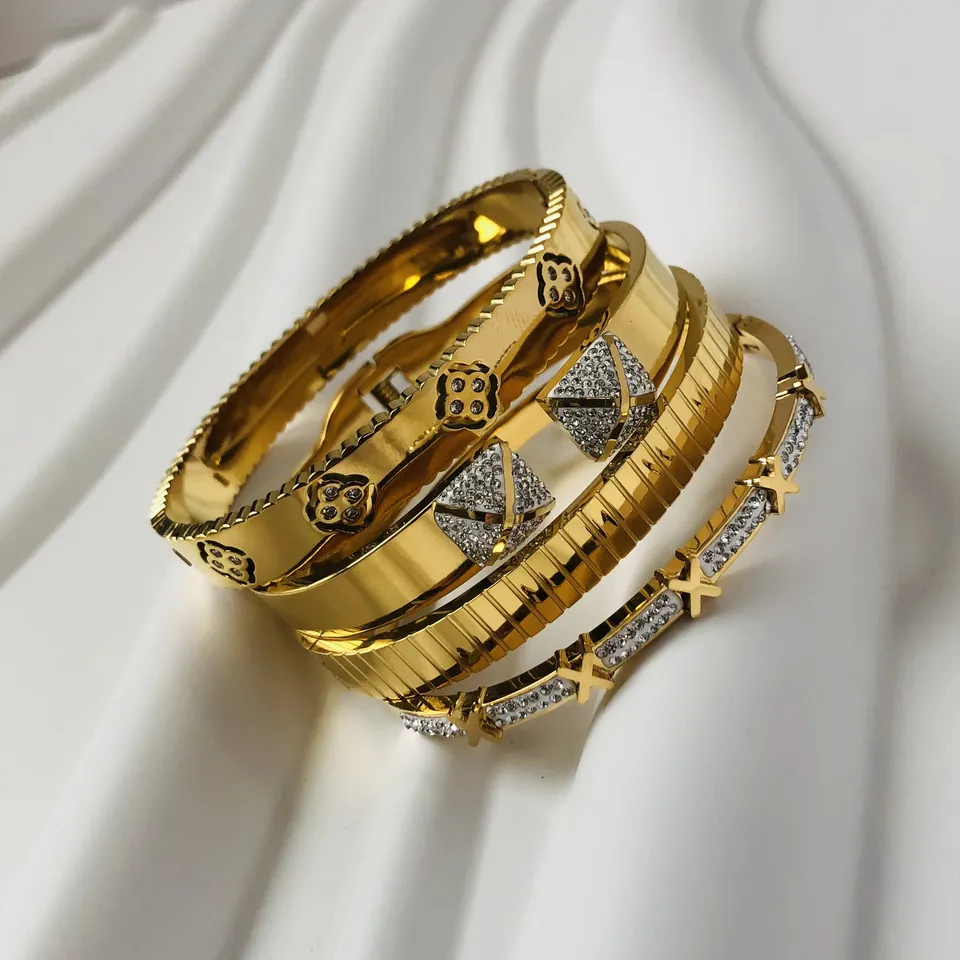 Náramky z nehrdzavejúcej ocele pre ženu 2023 Trend Bangles Golden Love Crystal Wedding Feminina Luxury Darček