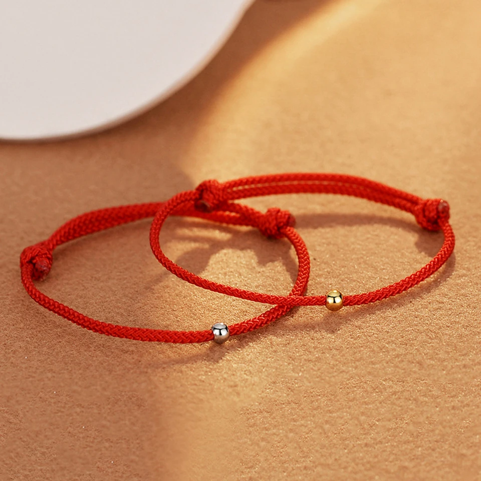 Náramok Lucky Red String so pozlátenými korálkami Prial náramok amulet kabala ochrana náramku narodeniny pár náramok