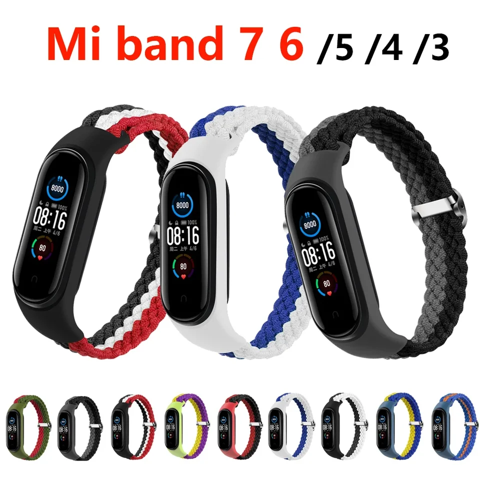 Náramok pre Xiaomi Mi Band 6 7 Strip Nylon prepletený sólová slučka Pulseira náramok Miband5 náramok pásu Mi Band 5 4 3 6 Correa