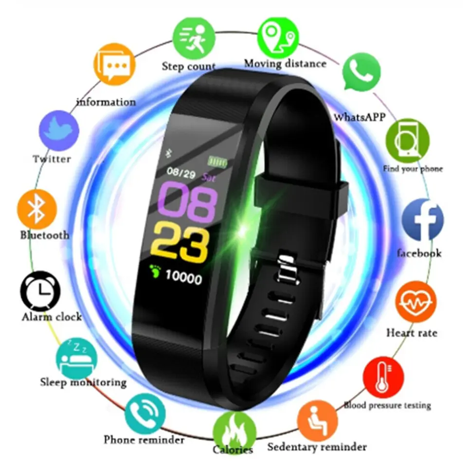 Náramok srdcovej frekvencie Krvný tlak Smart Band Fitness Tracker Smartband Bluetooth kompatibilný náramok pre fitbits inteligentné hodinky