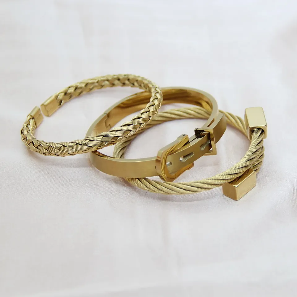 Náramok z nehrdzavejúcej ocele pre mužov Nový dizajnér Rímsky číselný číslica Love Love Gold Brangles ručne vyrábaný luxusný kúzla šperky Špina vysokej kvality