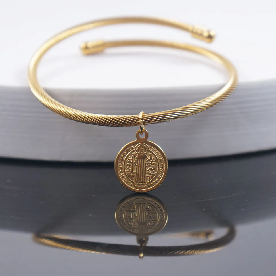 Náramok z nehrdzavejúcej ocele San Benito pre ženy Zlato/strieborná farba kovový drôt uzol Open Cuff Brangle Pulseira Luxusné šperky