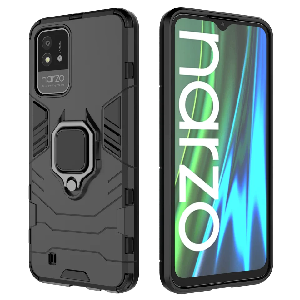 Nárazový prípad pre Realme Narzo 10? 10A 20A Narzo 50 4G Narzo 50a Prime 4G Narzo 60 Pro 5G Ring Stand Back Pete