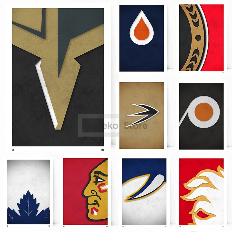 Národná hokejová liga logo Art Plagát Minimalistické logo tímu výtlačky Canvas maľba nástenné umelecké obrázky domáca izba moderná dekorácia