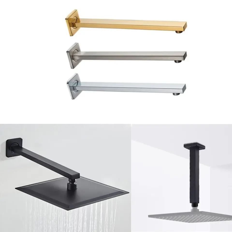 Nástenná pevná sprchová rameno 40 cm G1/2 Dažďová hlava predlžovanie z nehrdzavejúcej ocele Rozšírte vodné vstupné trubice kúpeľňa Hardware