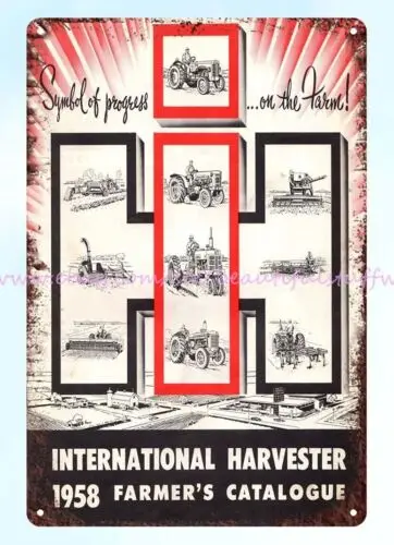 nástenné umenie a 1958 Medzinárodné traktory IH Machinery Farming Metal Tin Sign