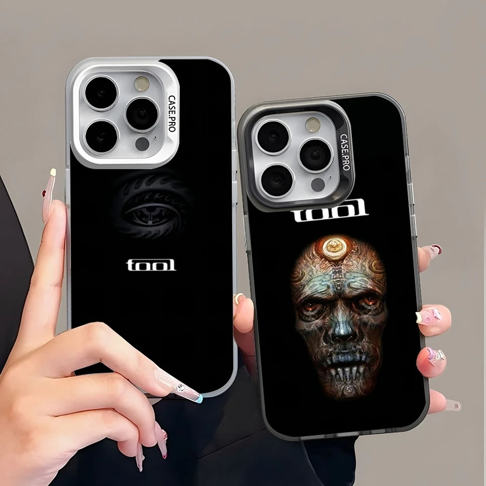 Nástroj Band Rock Music Puzdro s farebným strieborným módnym telefónom pre iPhone 16 15 14 13 12 Pro Max 11 2024 módny pár