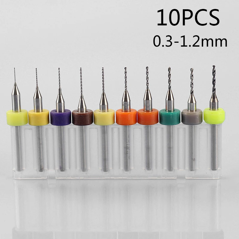 Nástroj na obvody 10ks set súprava súpravy Micro Drill Bits Príslušenstvo Tlač SMT Tungsten oceľová doska PCB Užitočné úplne nové nové nové nové nové nové