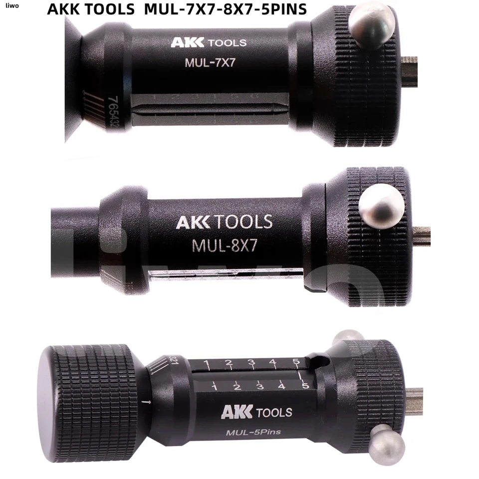Nástroje AKK MUL-7X7 MUL-8X7 MUL-5PINS AKK Nástroj MUL 8 × 7 Ploché zámočné zámočník pre 8/7 Zámok zubov s plochým kľúčom
