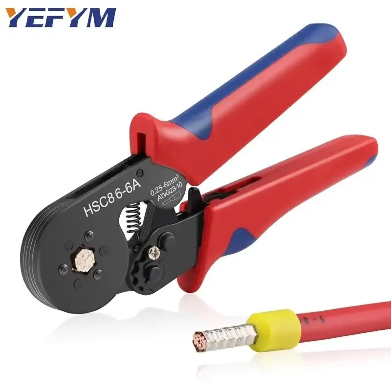 Nástroje na kriminalitu Ferrule HSC8 6-6A Samostatne nastaviteľné kliešte Crimper Crimper pre 0,25-6 mm² (AWG23-10) Oprava elektrických obvodov