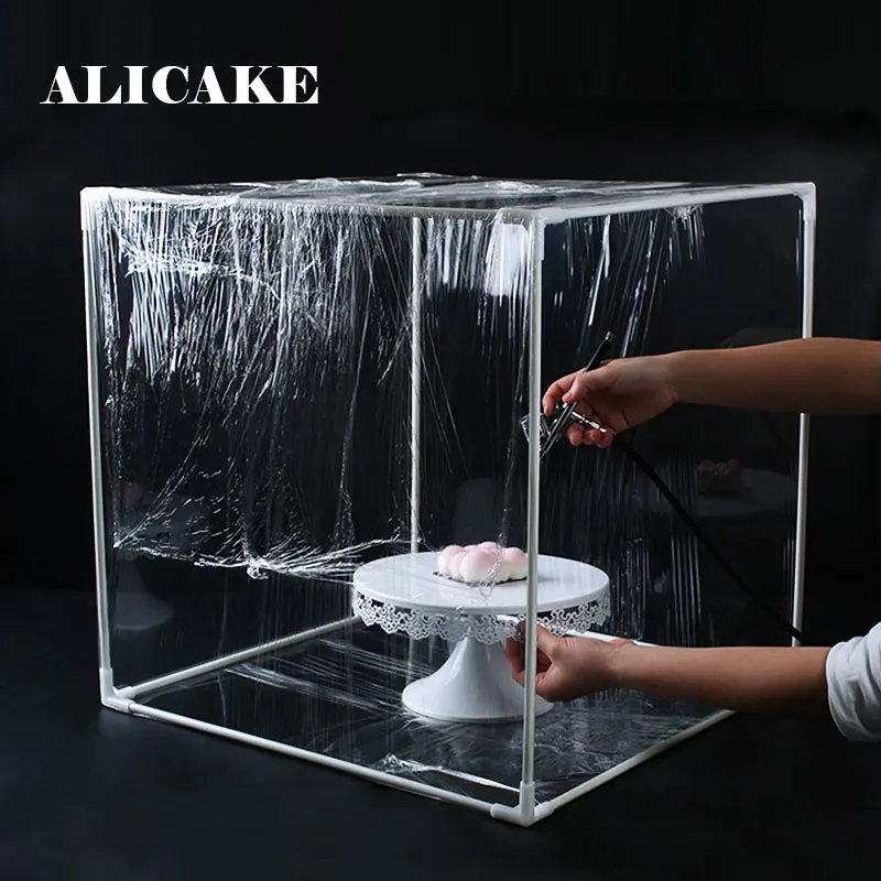 Nástroje na pečenie Mousse pieskové bleskové pokrytie čokoládového sprejového pištole Anti-Fog Cover Spraf Splash-Resouf Rief Outs-Racep Dust Drach Cover 50x50cm