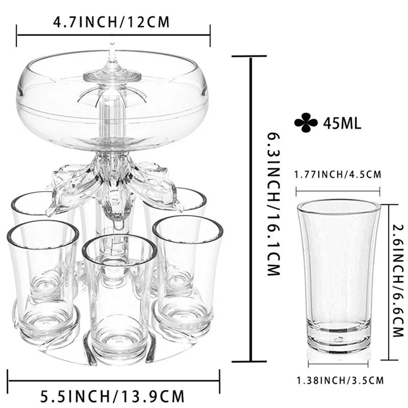 Nástroje Party Drink DispenSer so súpravou 6 Shot Guels Set - Acryl Touchless Liquor DispenSer pre kokteil Cider Cider Cider
