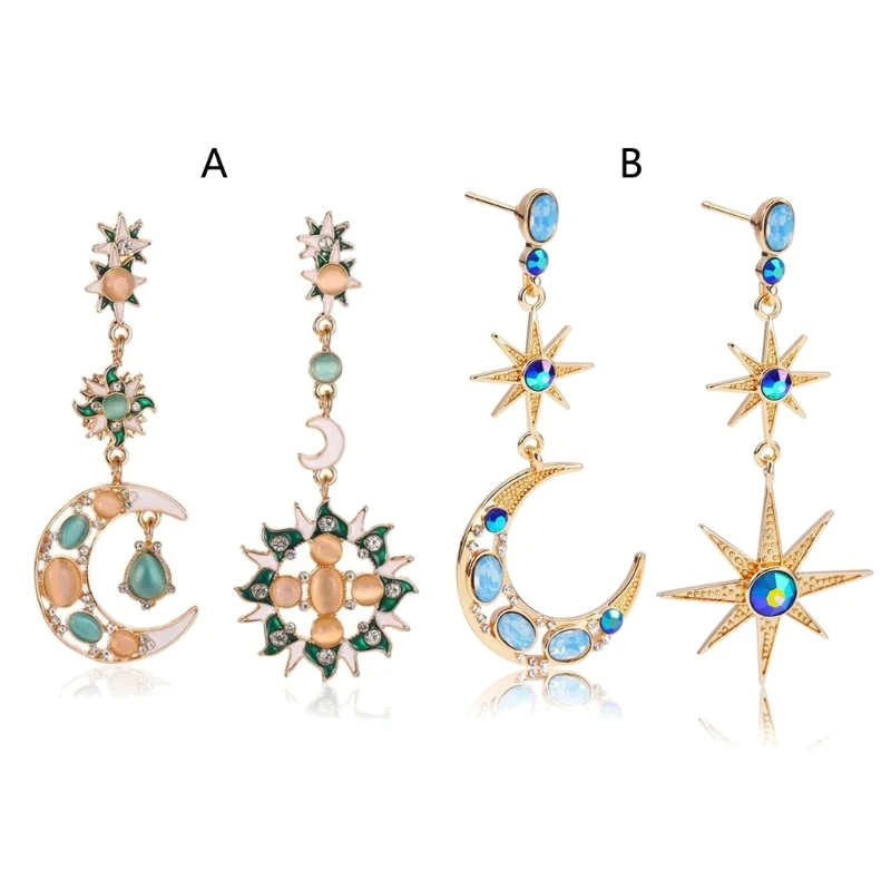 Náušnice s dlhým viskám Ženy Dievčatá módne Jewelry Moon Slnko náušnice kvapky náušnice