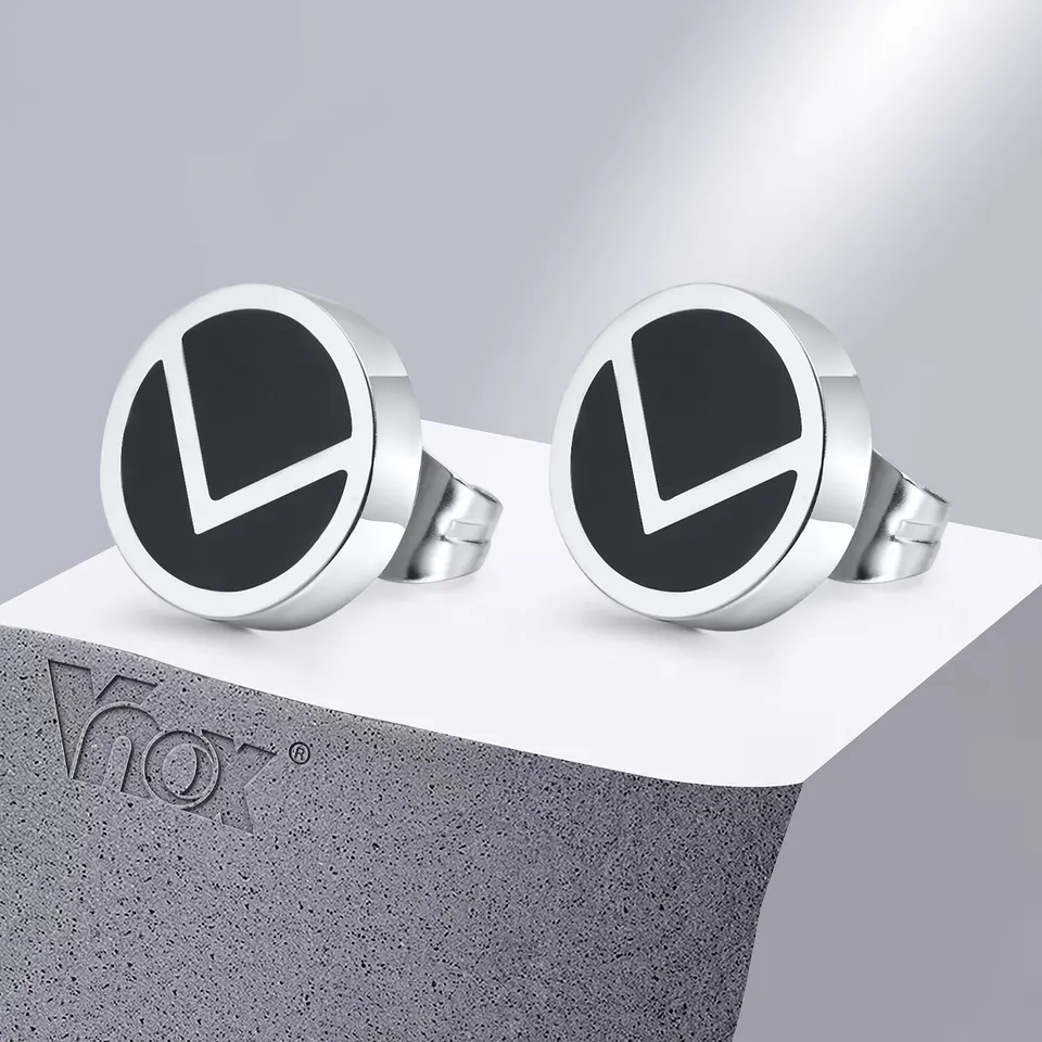 Náušnice s mužskými náušnicami vNoxu, cvočka z nehrdzavejúcej ocele s čiernou smaltou, neformálny chlapec Unisex Ear Šperky