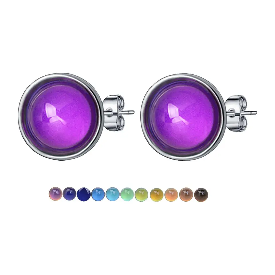 Náušnice Stud Color Zmena 10 mm okrúhle minimalistické zliatinové ušné uší na festivalové výročie večierku Valentína