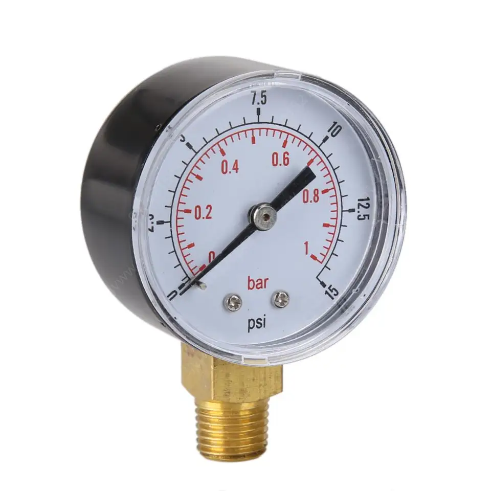Nízky tlakomer na hydraulický vzduch s palivovým vzduchom 50 mm 0/15 psi 0/1 bar 1/4 BSPT