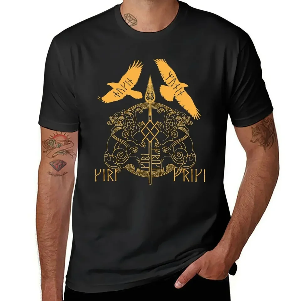 Nórska mytológia Spear of Gungnir Runes Geri freki Huginn Muninn Tričko Prispôsobené estetické oblečenie pánske košele balenie