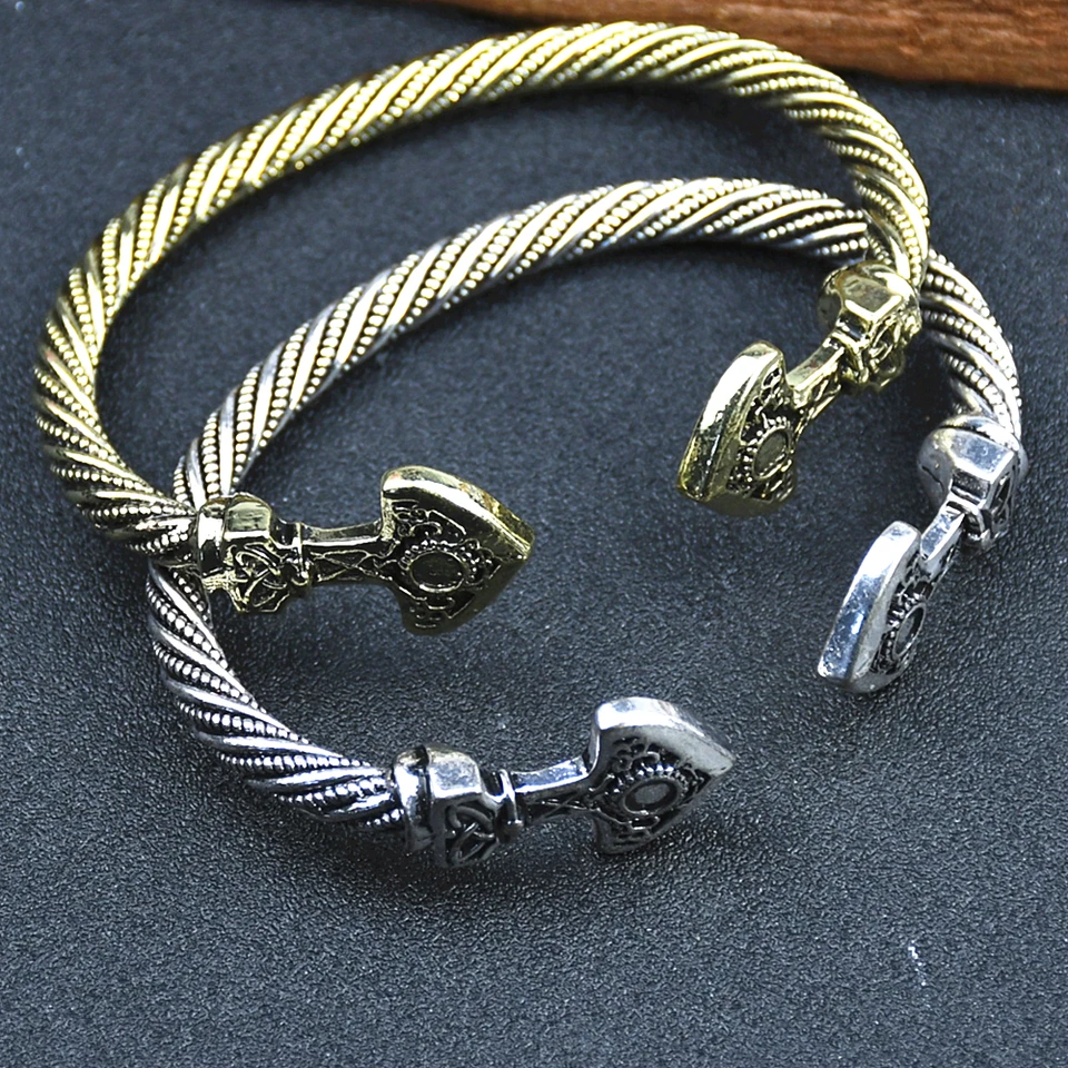 Nórske vikingové šperky Thor Hammer Thunder Torque Torque Scrupt Mjolnir Náramok náramok Vikingov náramky náramky na náramky pre ženy darček pre ženy