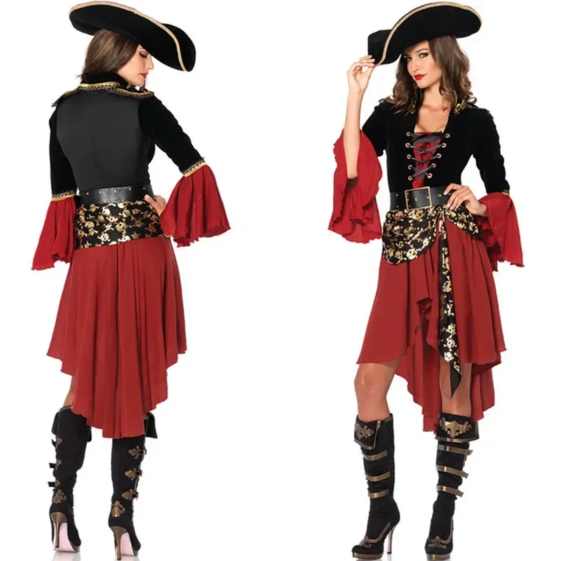 O Ataullah Žena Karibský piráti Kapitán kostým Halloween rola hraním cosplay oblek medoeval gothic fancy womany dw00 o
