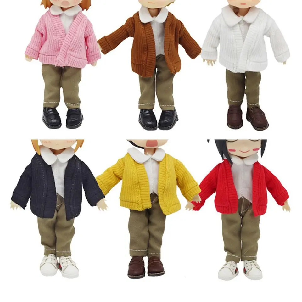 OB11 Doll Citted Coat Mardigan pre bábiky oblečenie oblečenie zimné teplé sveter topánky 1/12 Doll Adsessories Kids pre domácich majstrov