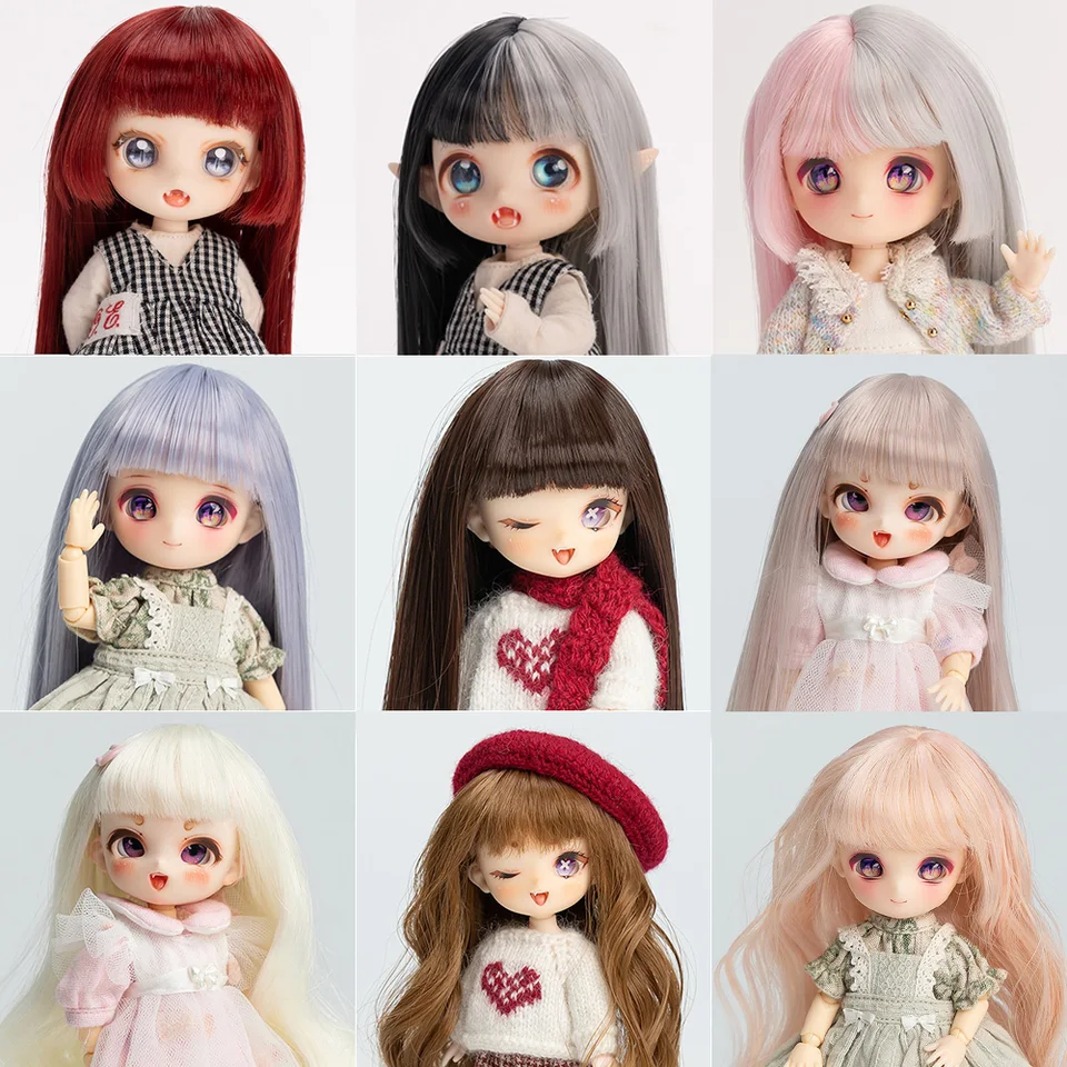 OB11 Parochňa Mäkké roztomilé kučeravé rany Zvlnené vlasy Dlhé rovné vlasy krátke vlasy viacfarebné pre 1/12 BJD, GSC, Ymy Head Doll Accessories
