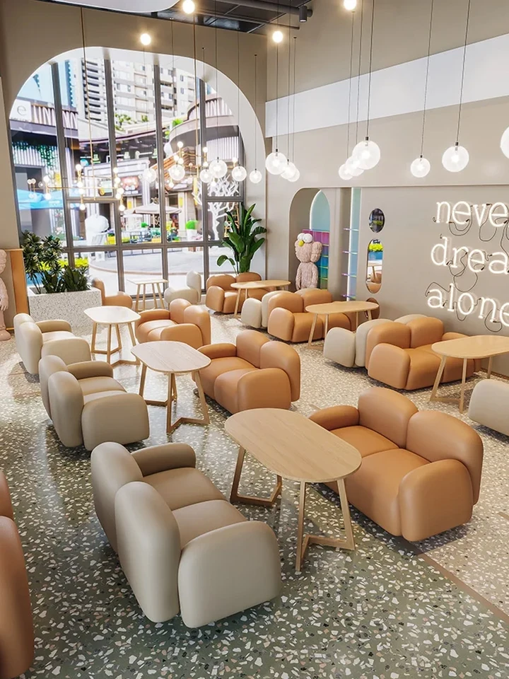 Obchod s mliečnym čajom Sofa Card Seat Kaviareň Odpočívajte s dvojitým sedadlom reštaurácia Hotel stôl a stoličky Kombinácia stoličiek