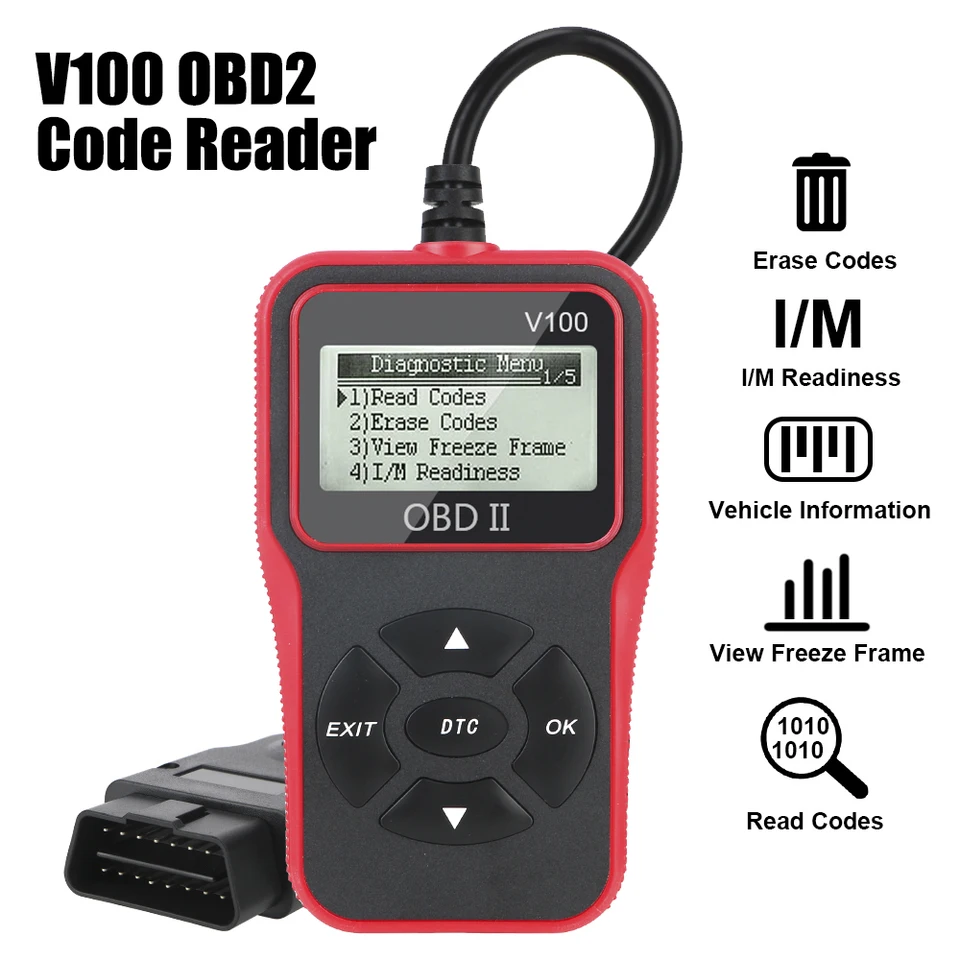 OBD 2 SKENER Plug and Play Digital Display V100 Universal OBDII EOBD OBD2 Čítačka kódu 16 PIN CAR Diagnostické nástroje