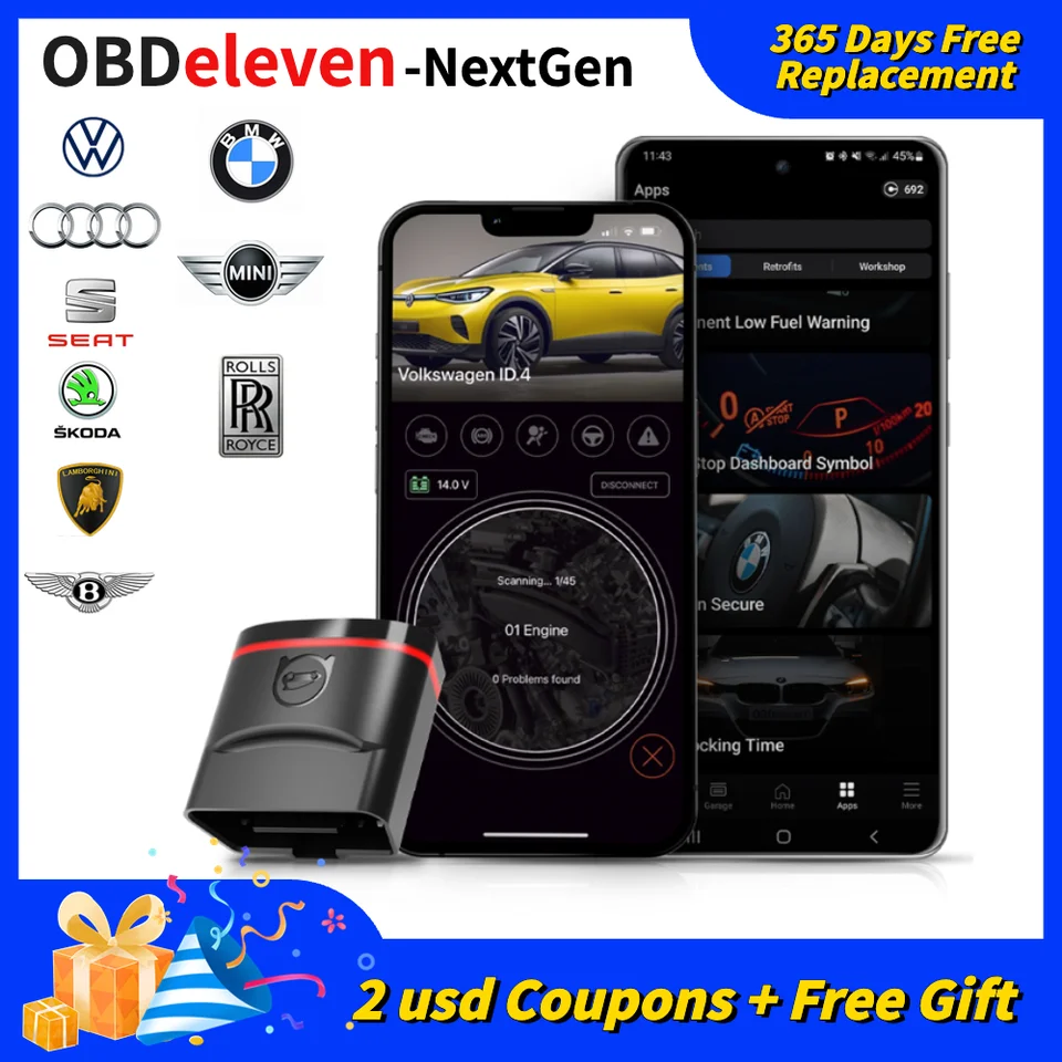 OBDELEVEN PRO OBD11 OBD ELEVEN OBDELEVENT Nextgen DeviceOBD2 Diagnostika Volkswagen pre iOS VW Polo Golf /BMW /Audi /SEAT /SOKA