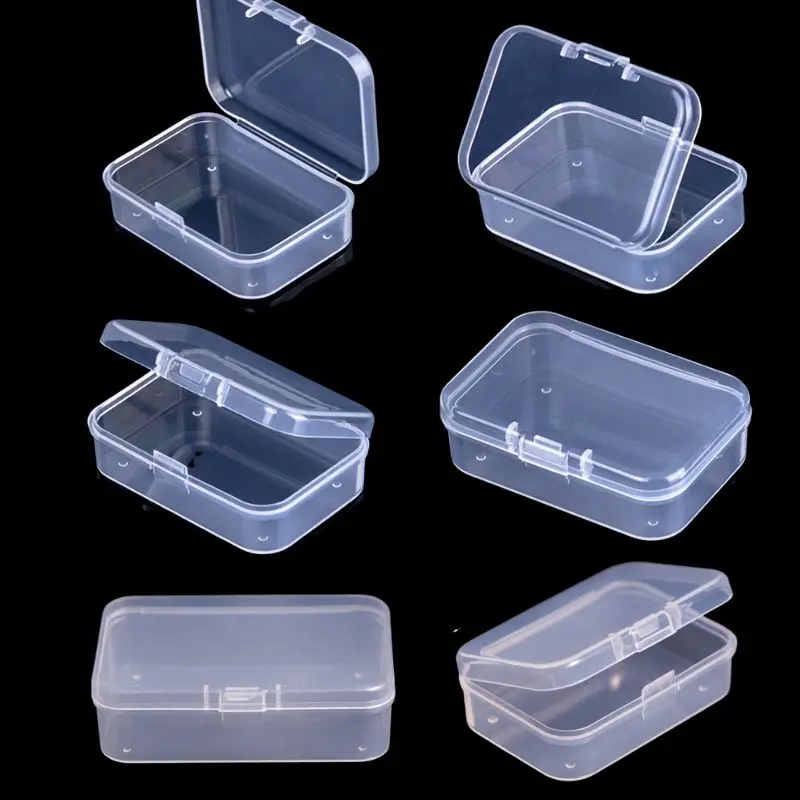 Obdĺžnik Mini boxy Čisté plastové šperky skladovacie puzdro Obal obaly na balenie pre náušnice Kruhy koráliky Zhromažďovanie malých predmetov