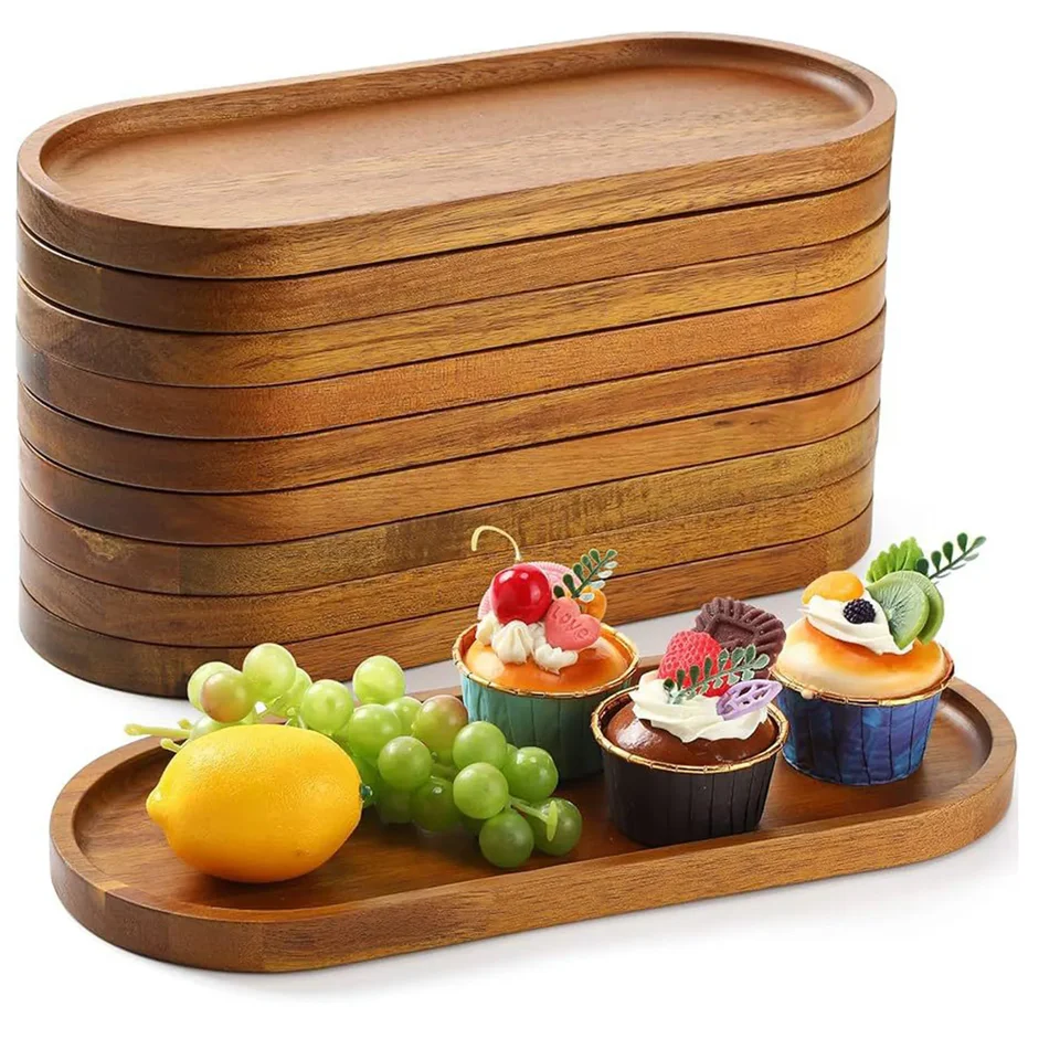 Obdĺžnikové oválne drevené podávacie tanier večera dezert tanier Sushi Food Dekoratívne moderné jedlo Raňajky podnos do kuchyne domáci bar