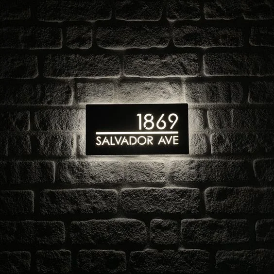 Obdĺžnikové číslo číslo znamenie LED moderná kovová adresa Pleque znamienko vonkajšia adresa logo Hotel House znamenie